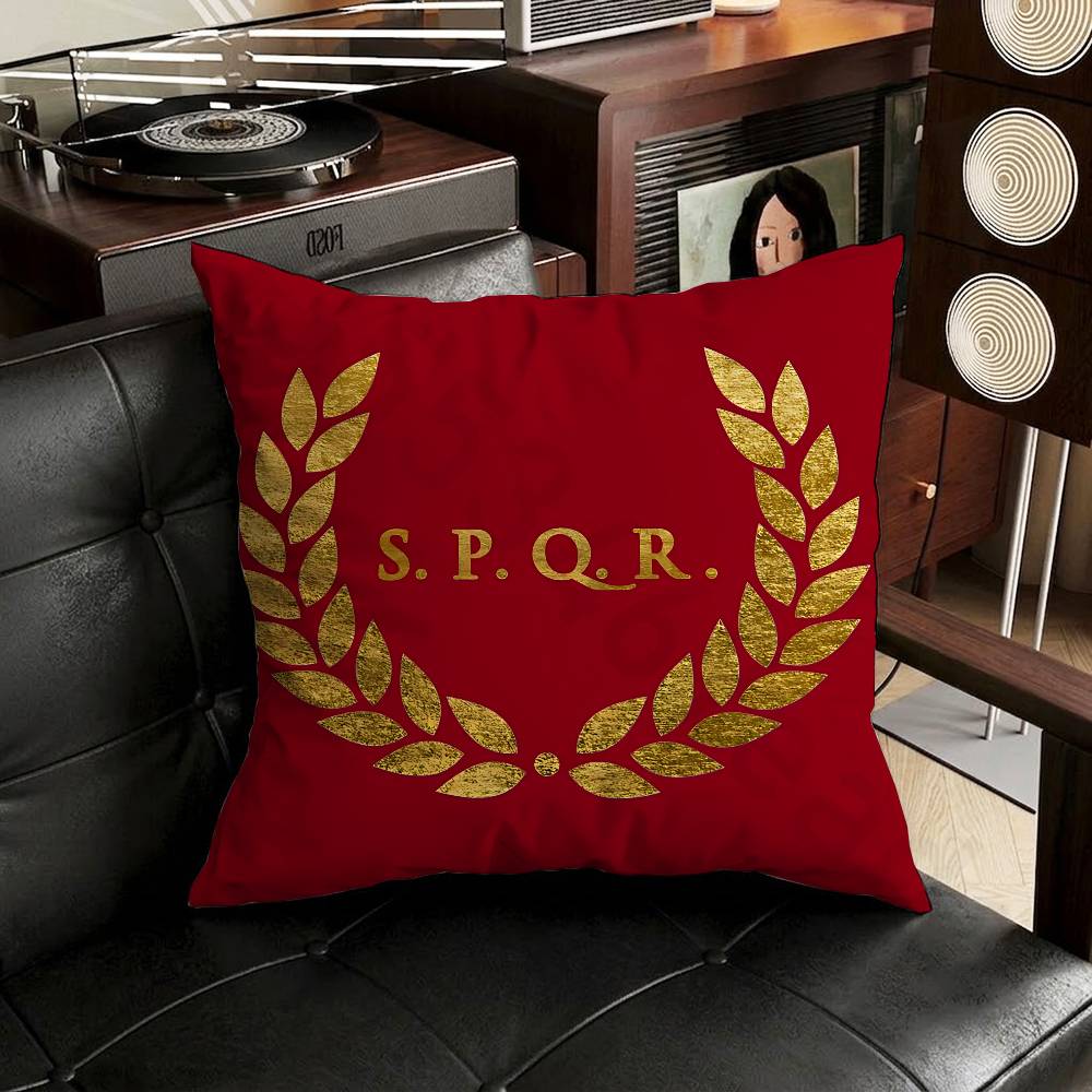 Retro Spqr Roman Empire Pillow Case Antidustmite Pillowcase Invisible zipper silky short plush Sofa cushion cover