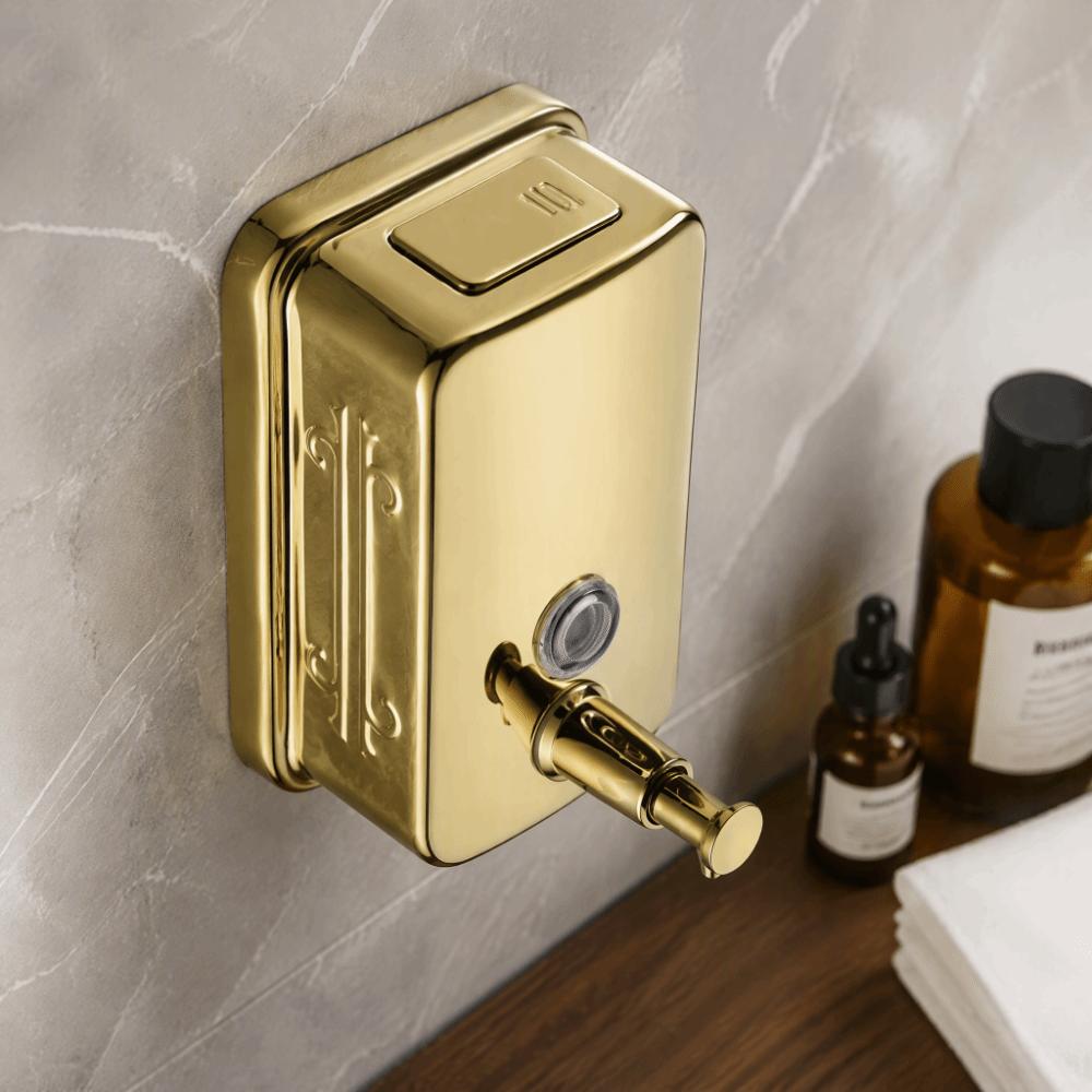 Stainless Steel Soap Dispenser Gold Liquid Soap Dispenser Manual Soap Dispenser Space Saving