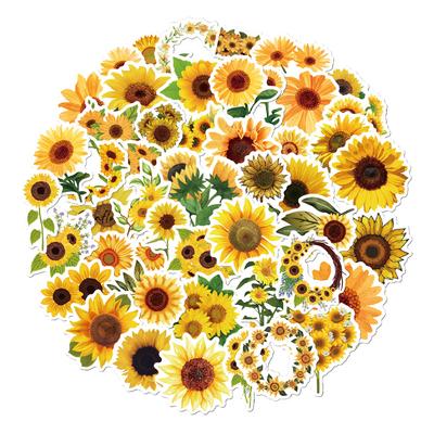 50Pcs Sunflowers Stickers DIY Aesthetic Flowers Vinyl Decals Stickers for Water Bottle Laptop Cup Luggage Flasks Stickers