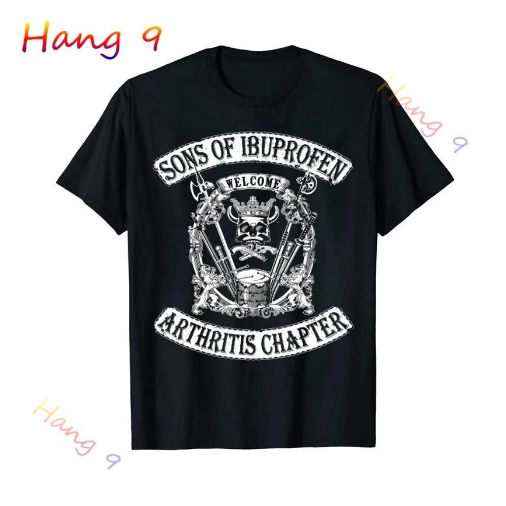 Söhne mit Arthritis Ibuprofen Kapitel Lustige Biker Schädel T Shirt Schwarz Vintage Herren Grafik T Shirts