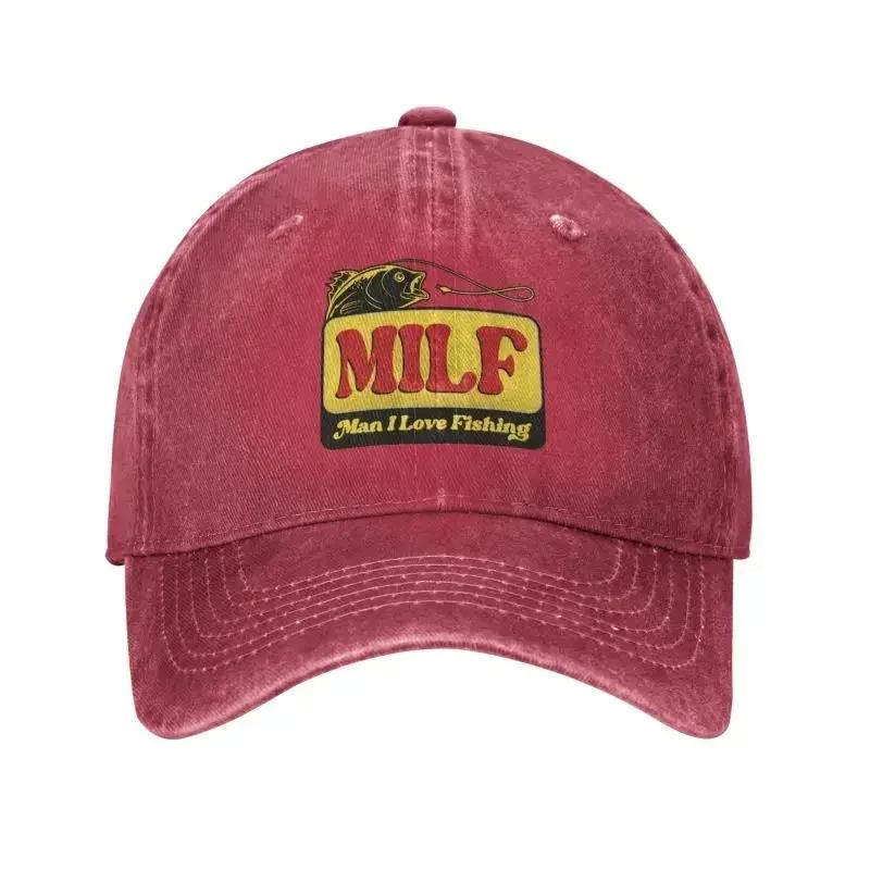 

Custom Milf Unisex I Love Fishing Baseball Cap Sun Protection Cotton Snapback Hats Unisex Womens Adjustable Dad Hat Baseball Cap