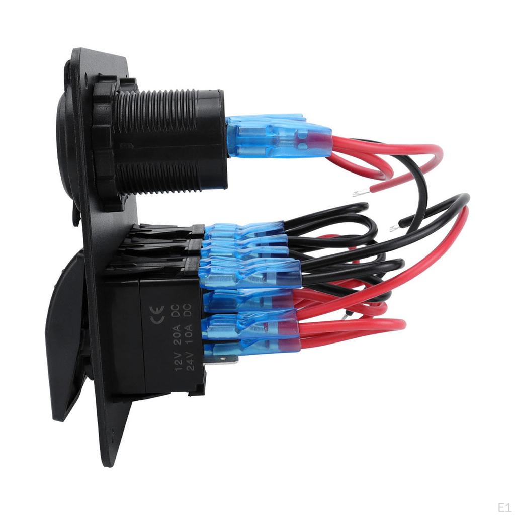 3 Gang Rocker Switch Panel Pre Wired 12V 24V for Boat RV Marine Blue