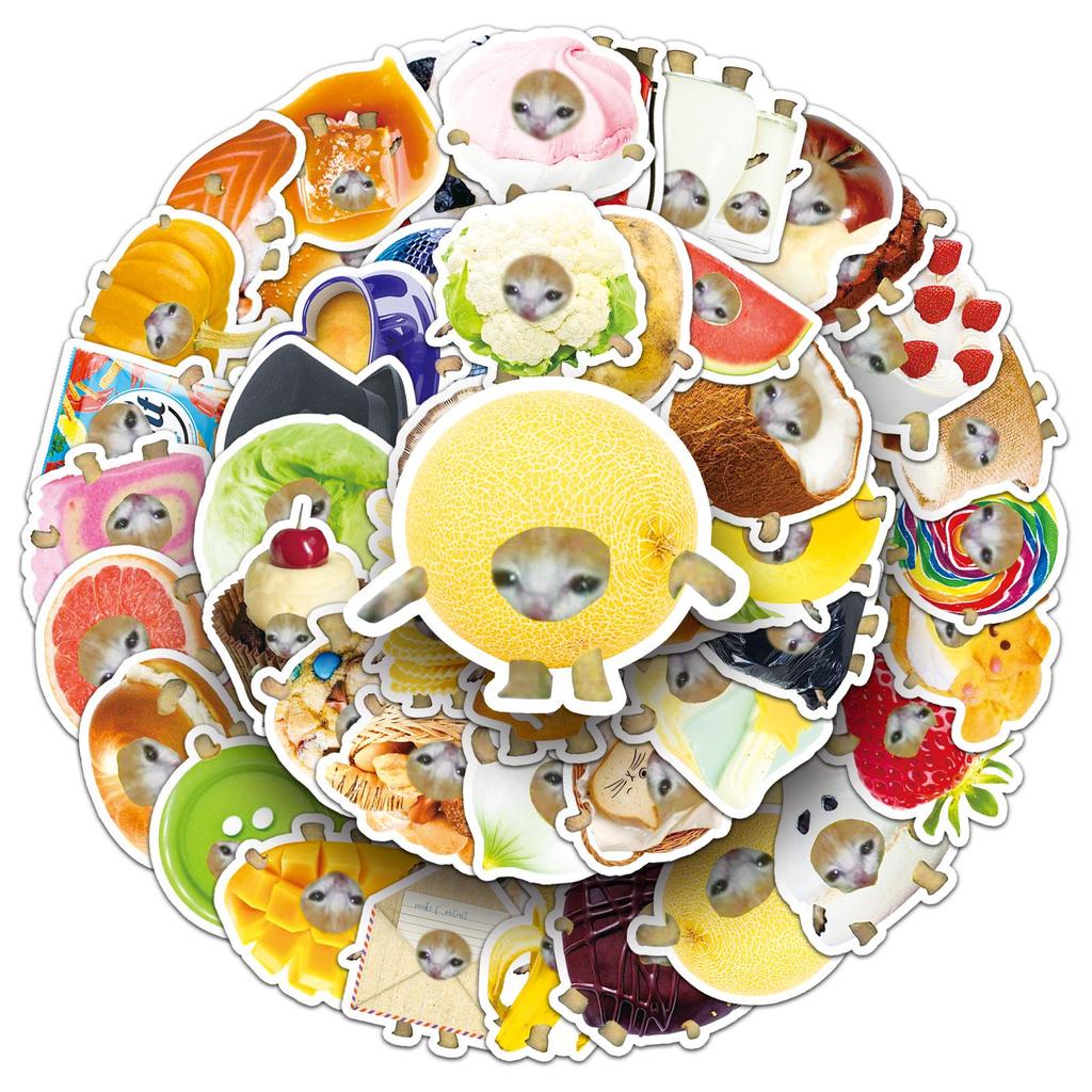 Niedliches wasserfestes Katzenkopf-Sticker-Paket - 50 Cartoon-Kätzchen-Emoticons zur Dekoration