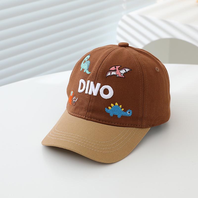 Korean Style Children's Embroidered Dino Baseball Cap – Spring New Arrival, Sun Protection for Boys & Girls.