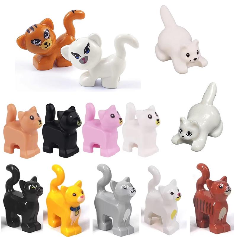 MOC Tier Szene Bausteine Katzen Hunde Schafe Schweine Hühner Adler Papageien Delfin Zoo Rahmen Zubehör DIY Spielzeug Steine T14