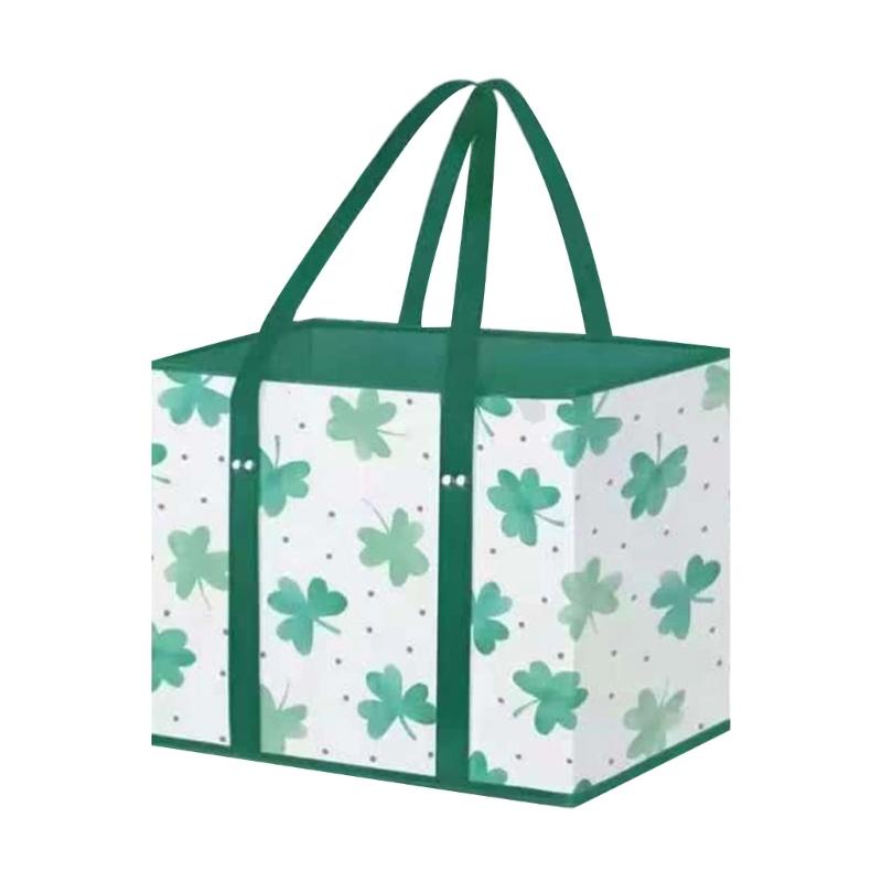 Foldable Grocery Basket With Large Capacity Nonwoven Storage Bag with Reinforced Bottom For Supermarket Picnic