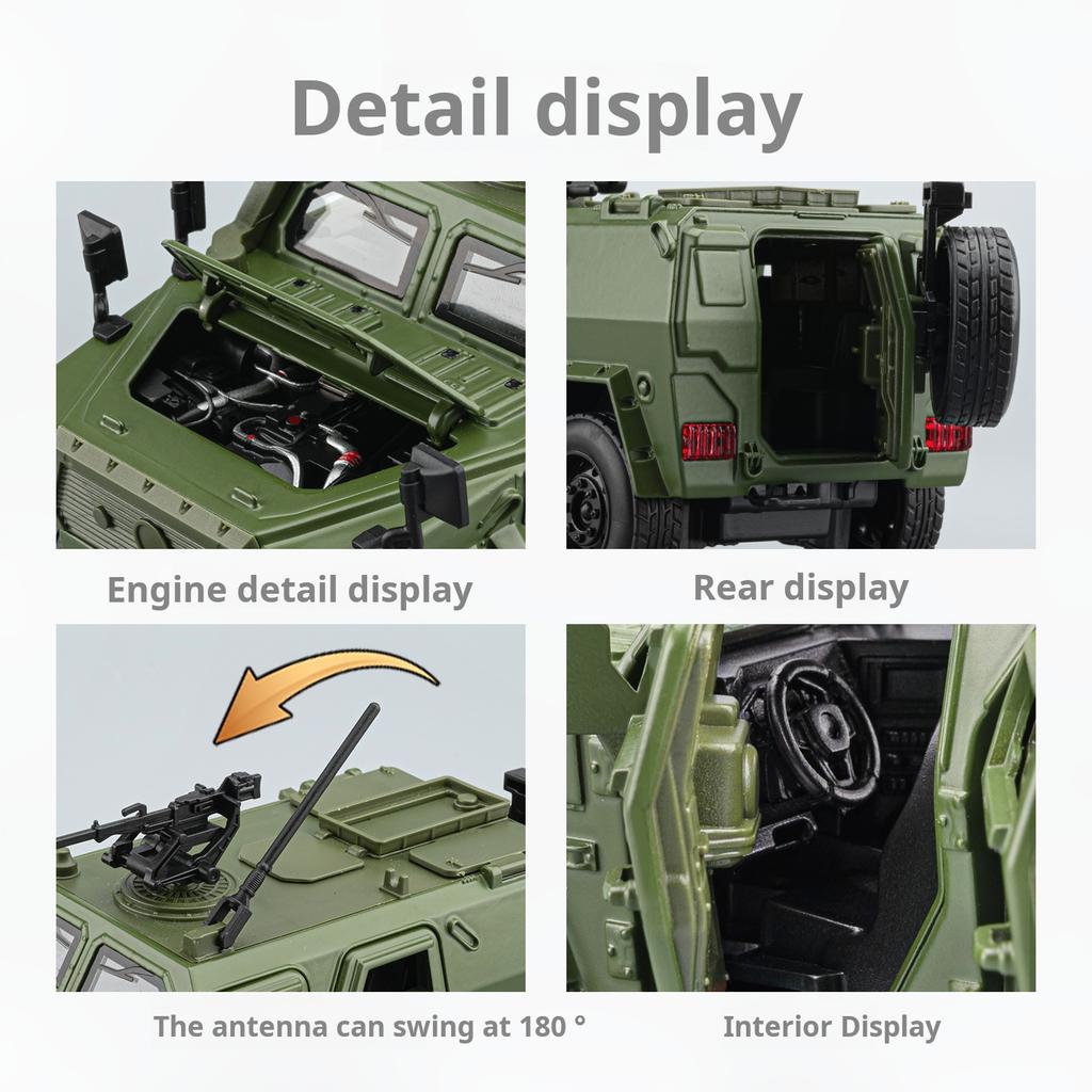 1/32 Dongfeng Mengshi Simulationslegierung Militärisches Geländepanzerfahrzeug Modell Pull-Back Sammlerstück Schreibtischornament