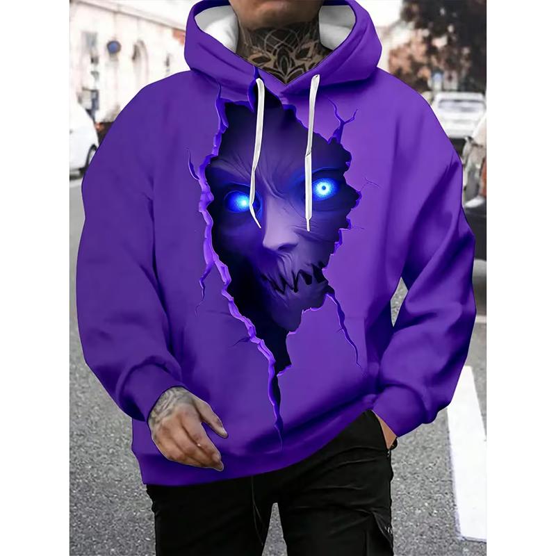 Cool Vintage Dragon Pattern Print Hoodie Men's Clothing Hip Hop Personality Streetwear Cow Stripe Funny Pullover Coat Novel