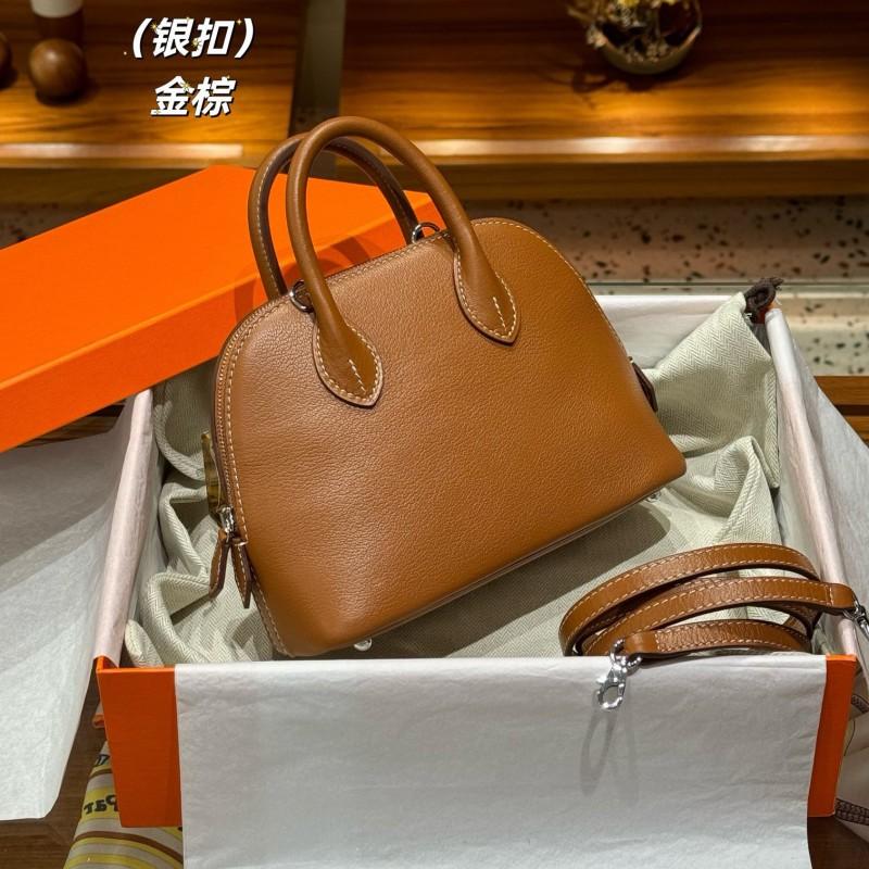 Mini Shell Bag Top Grain Leather Crossbody Shoulder Handbag Small Bowling Women