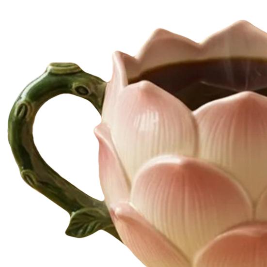 Bloemen Koffiemok met Handvat Hittebestendig Grote Capaciteit Bloemvormig Thee Melk Water Drinkbeker Decoratie Bloemenliefhebber Cadeau