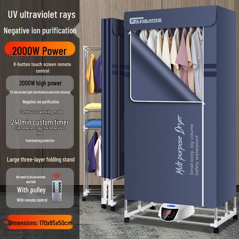 Remote Control Dual-Layer Clothes and Shoe Dryer with Timer