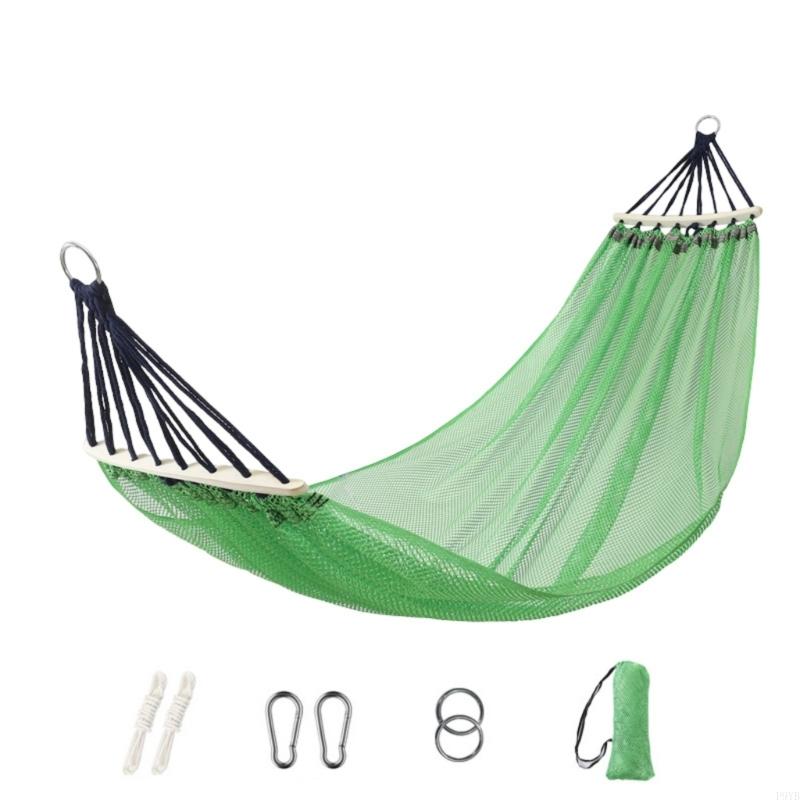 Outdoor-Campinghängematte für Entspannung im Hinterhof und im Garten, Atmungsaktives Netzbett mit Tragetasche