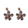 Silver needle resin smudged leopard print flower stud earrings retro Spice Girl fashion personalized earrings design sense niche earrings women