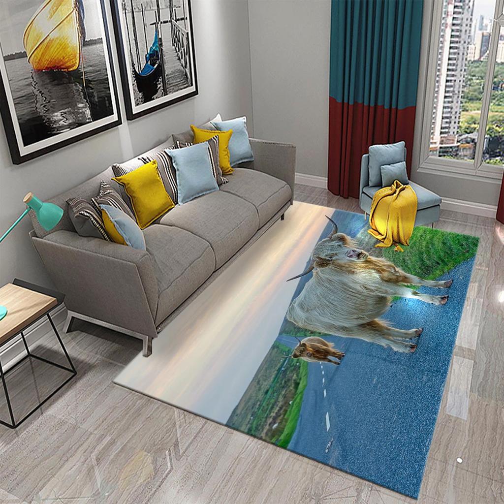 Yoga Mat Bedroom Living Room Decorative Door Mat Cute Cow Rug Farm Animal Rectangular Rug