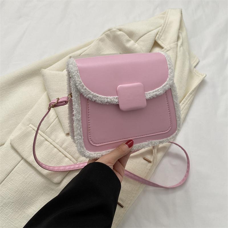 Elegant Pu Leather Small Square Bag Casual Womens Crossbody Bag With Magnetic Closure