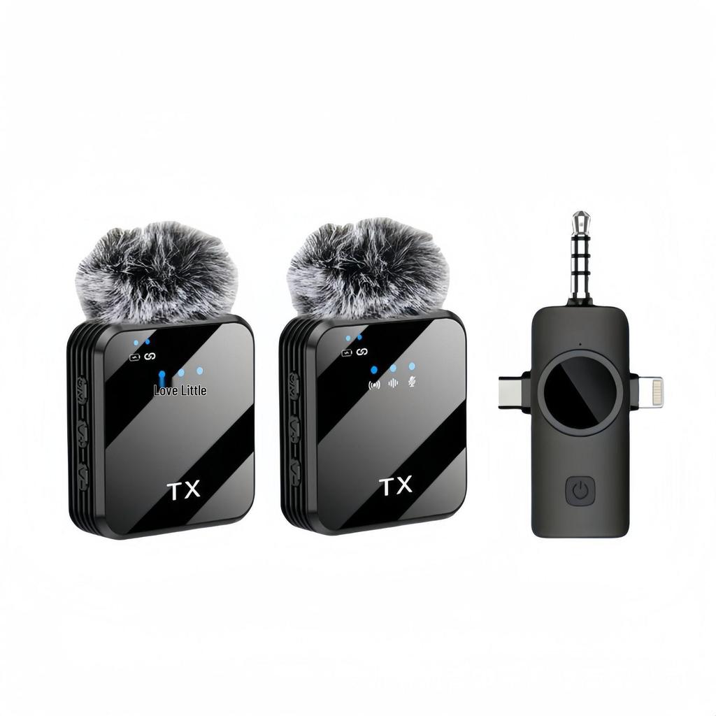 Wireless Lapel Microphone F12F13: Three-in-One Noise-Reducing Mic for Outdoor Live Broadcasts.