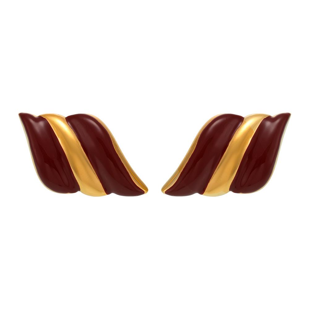 Qiong Yao Fashionable 18K Gold-Plated Stainless Steel Glaze Wing Earrings