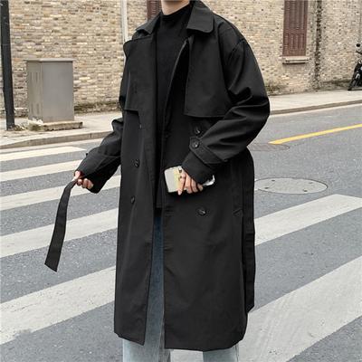 Men Trench Coat Cool Buttons Pockets Turn-down Collar Winter for Dating