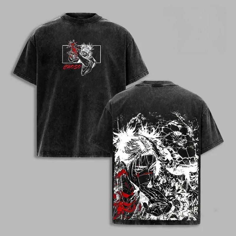 Anime Jujutsu Kaisen Choso Graphic T Shirt Men Short Sleeve Clothing Oversized Tshirt Washed Cotton Tee Harajuku Male T-shirt
