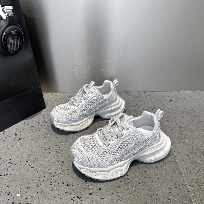 

Leather yellow strap platform dad shoes women s summer new rhinestone mesh breathable sports and leisure shoes tide 40 срібний