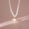 Freshwater Pearl Angel Love Necklace Women'S Light Luxury High-End Sense Opal Pendant Exquisite Collarbone Chain