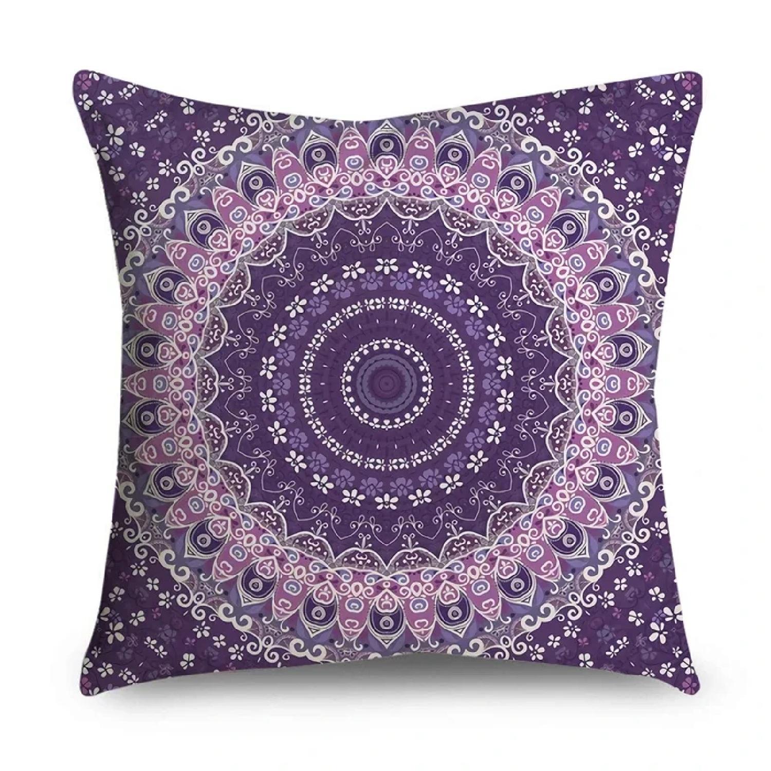 

Floral Geometric Printing Pillowcase Car Sofa Decoration Bedroom Living Room Purple Pattern Decorative Cushion ,(6) 66x66cm