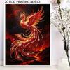 DIY 5D Pearl Bead Painting Kit with Frame Phoenix Fire Bird Shiny Canvas Art for Bedroom Wall Decor and Gift for Home Office Living Room Decor