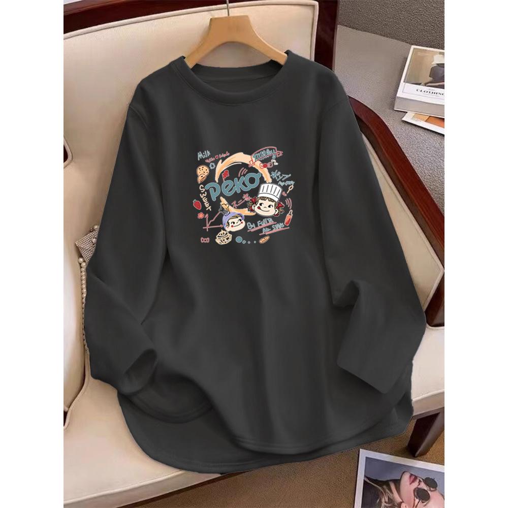 

Women s White Velvet Shark Pants Top – Thickened Mid-Length, Hip-Covering T-Shirt for Autumn and Winter S