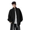 Men Stand Collar Double Zipper Solid Color Simple Versatile Sweater Autumn Winter Trendy High End Sense Knitted Coat