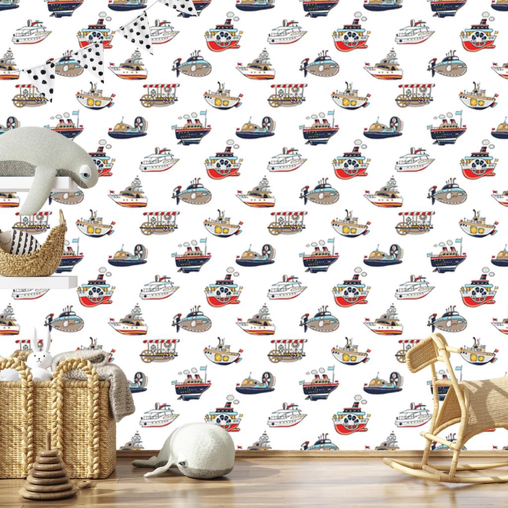 Colorful Ships Vehicles Wallpaper for Living Room and Bedroom 50x1000