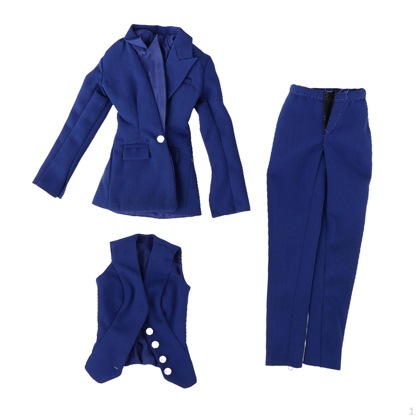 

Масштаб 1/6, 3 шт., кукольная одежда для женских фигурок, куртка и брюки, полный костюм ручной работы 12 синий