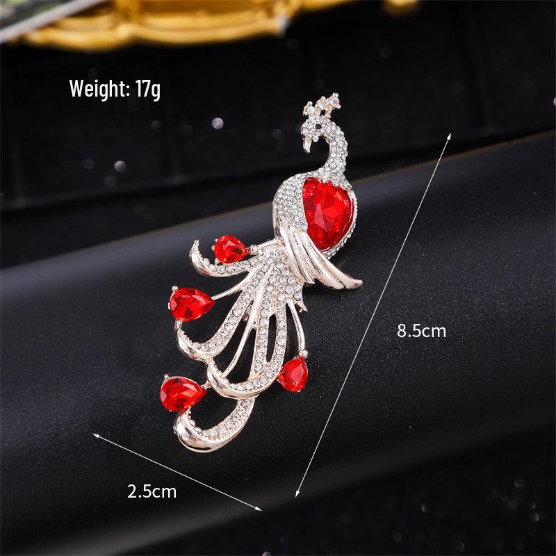 High-End Rose Red Chinese Flower Brooch: Classical Pin for Women's Qipao & Coat Accessories