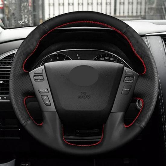 DIY Hand Sewing Steering Wheel Leather Cover For Nissan Armada Frontier Titan