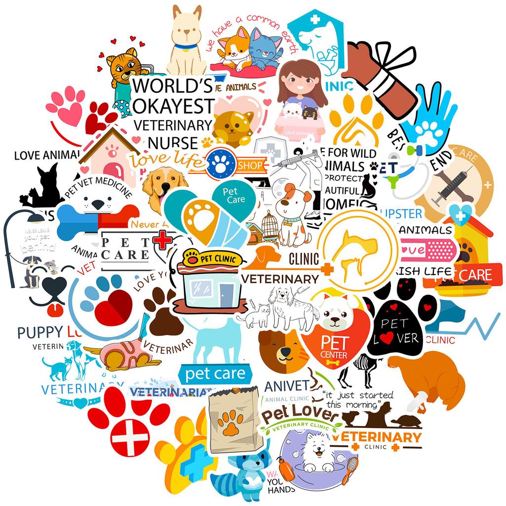 50 Animal Psychology Veterinary Stickers Temu New Style Pet Doctor Veterinary Graffiti Stickers