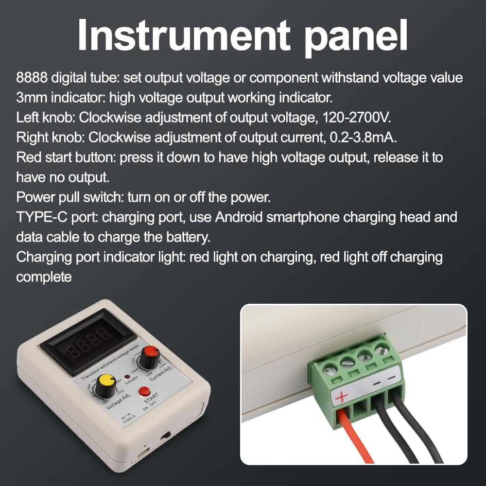 DC120V-2700V IGBT Withstand Voltage Capability Transistor Tester Diode MOS Triode LED Module Voltage Capability Test Instruments