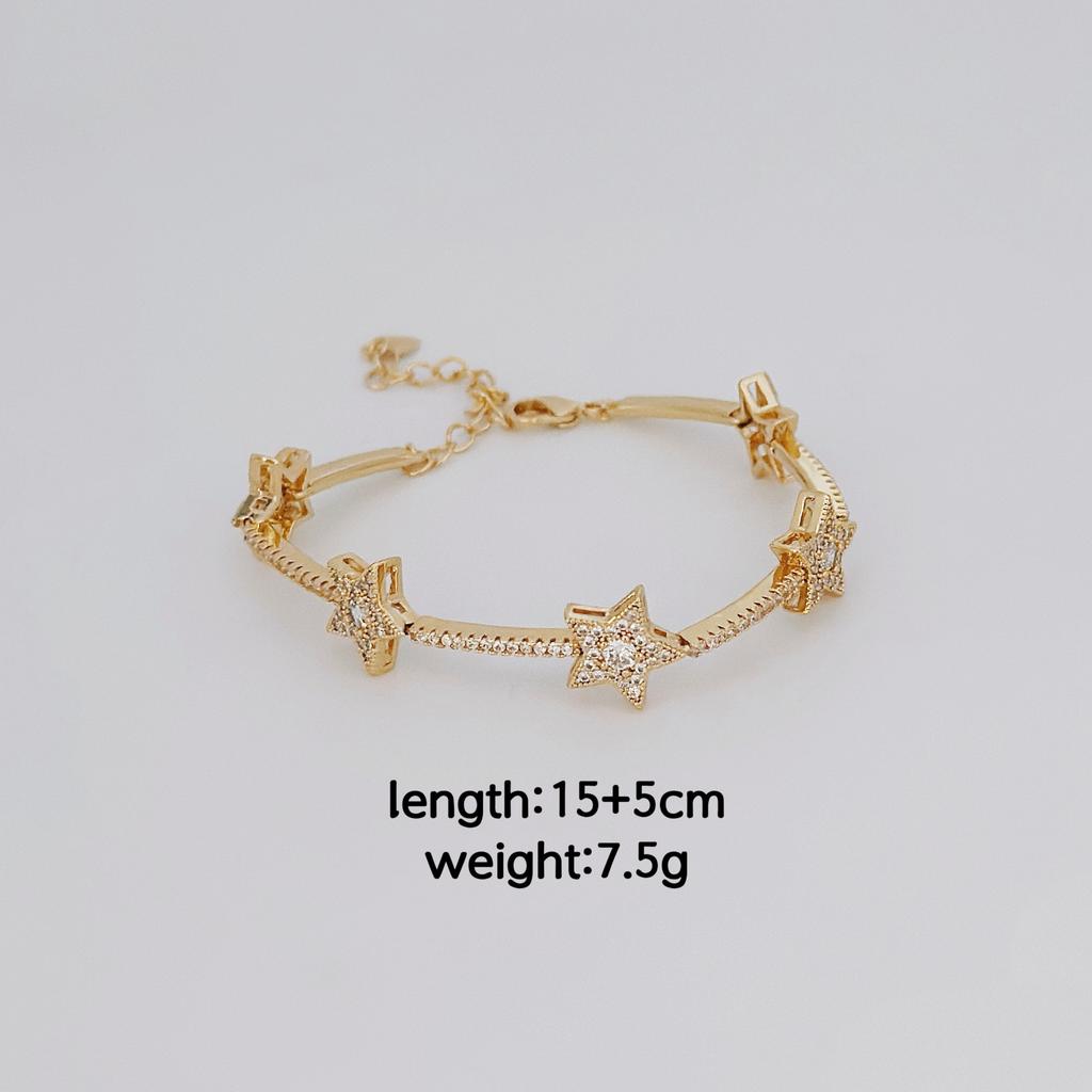 Star Zircon Bracelet, Five-Pointed Star Zircon Color Fashion Bracelet.