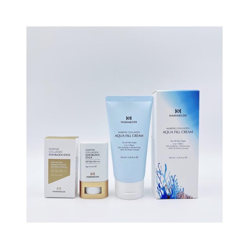 Marine Collagen Aqua Peel Cream + Marine Collagen Sun Block Stick