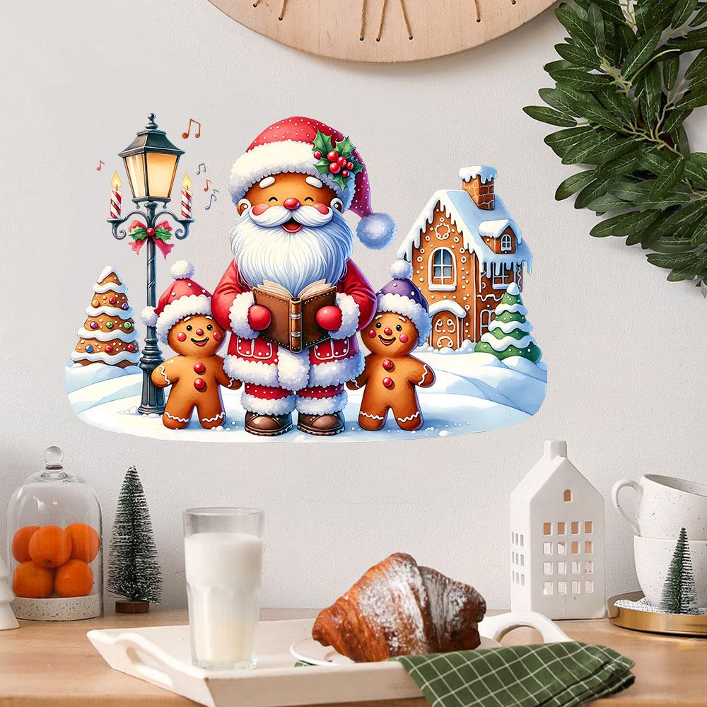 Removable Santa Gingerbread Man Wall Sticker for Living Room, Bedroom, or Glass Windows SD94