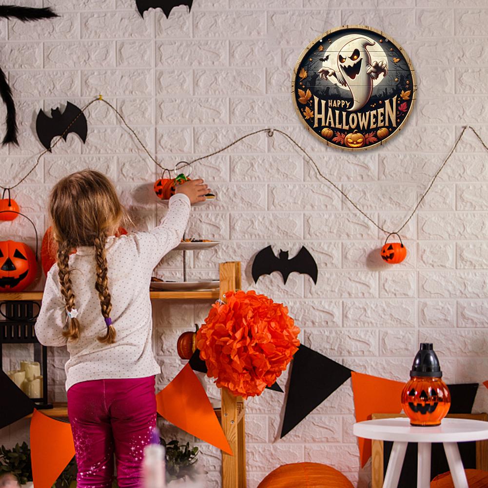 Halloween Front Door Decorations Decorative Door Hanging Pendant Vintage Scary Door Ornaments for Window Wall Decor