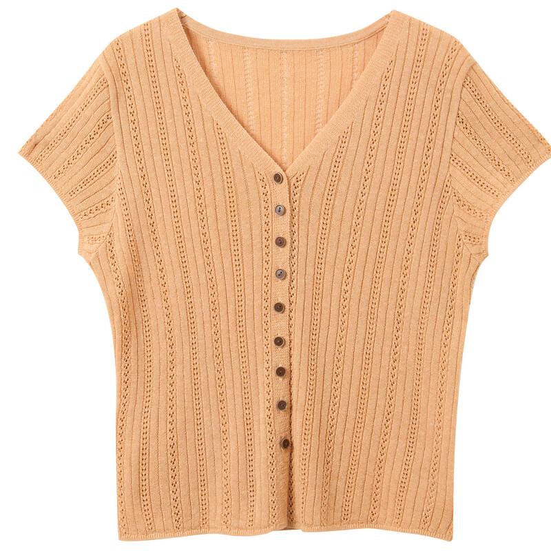 Women's V-neck Short Sleeve Lyocell Blend Knit Top