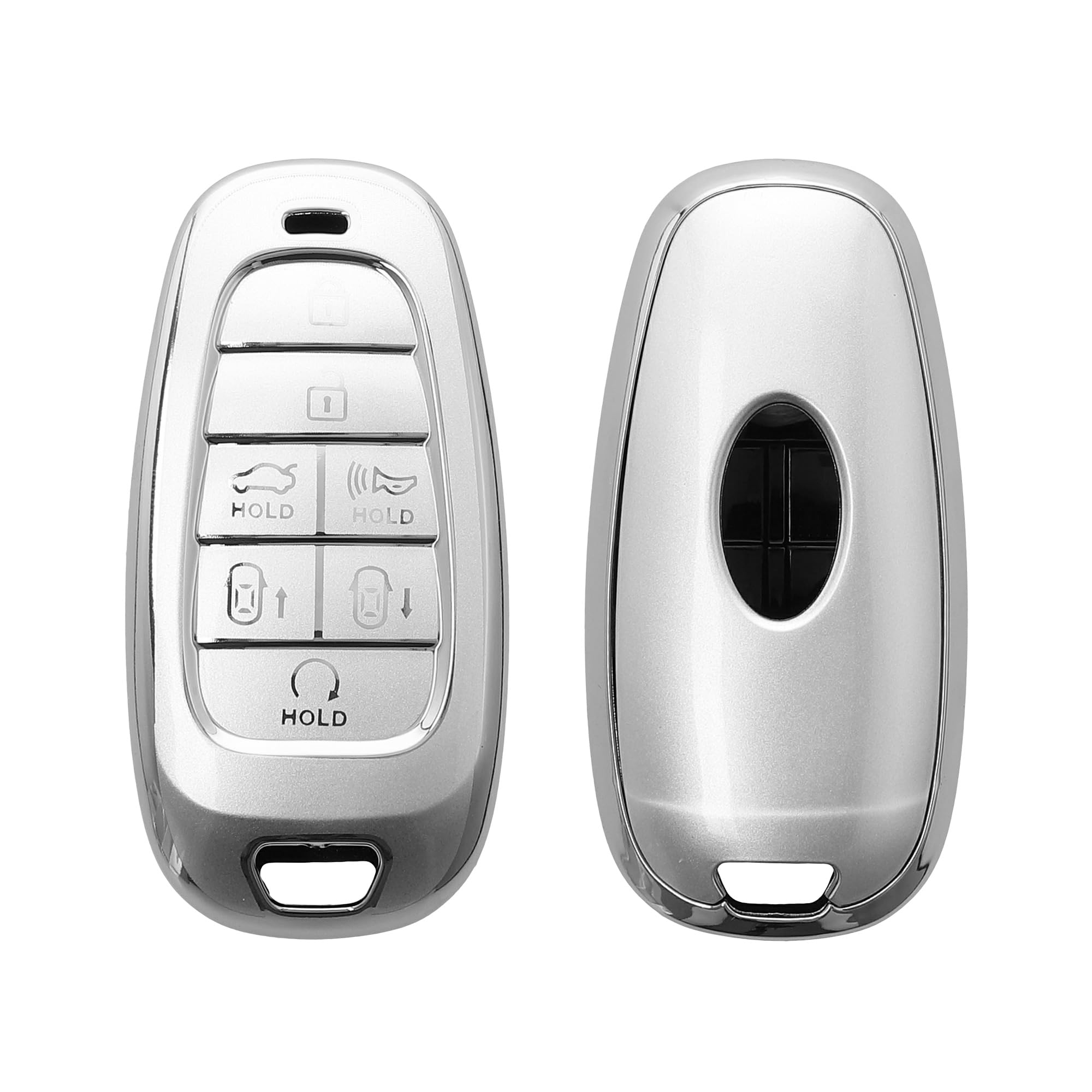 

kwmobile Hyundai 7 Button for Ionic 5 Tucson NX4 Santa Fe Key Case - серебряный