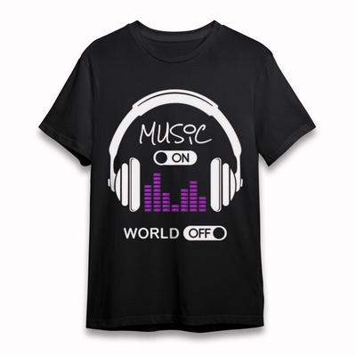 Damski Klasyczny T-shirt Plus Size Muzyka W Świat Wyłącz Graficzny T-shirt Słuchawki USA