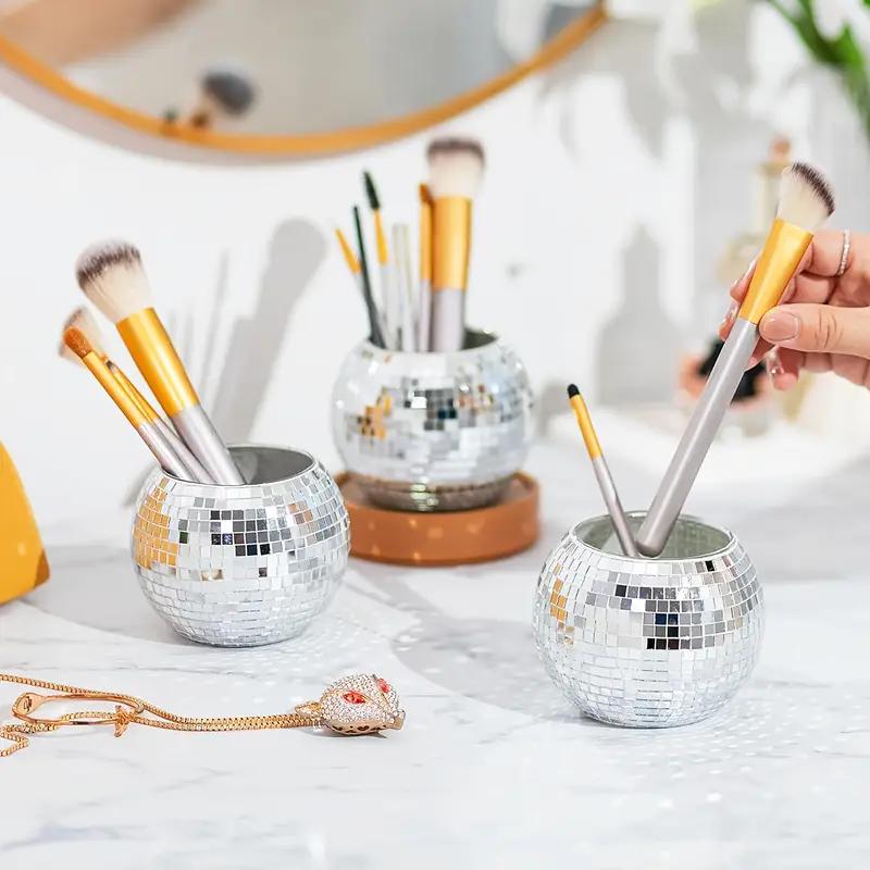 WTEMPO Disco Ball Vase Artificial Decorative Bowl for Candle Holder Centerpieces Multi-Functional Room Decoration Makeup Storage Ice Bucket Candy Jar