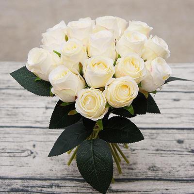 18 hoder/haug Rose Hånd Kunstig Silke Blomst Til Bryllup Hjem Dekorasjon Brudebukett