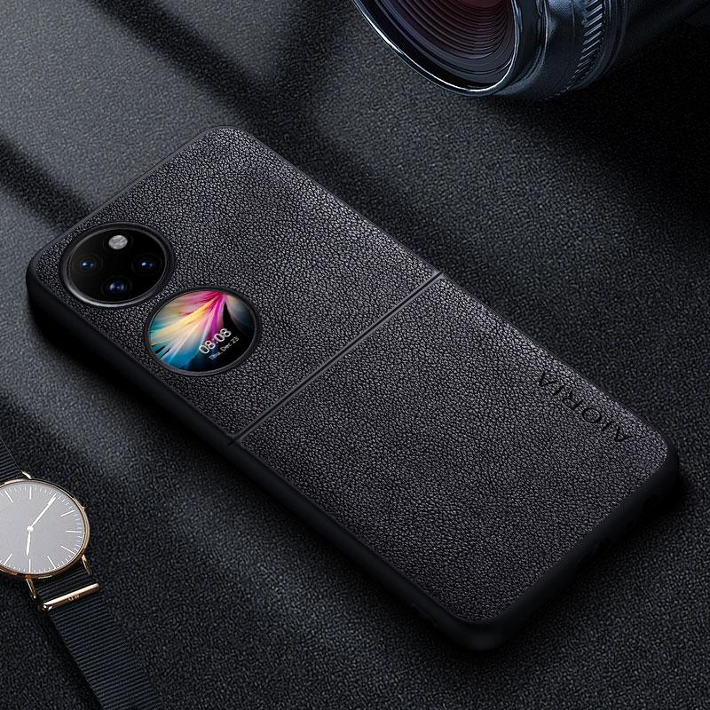 Premium Luxury leather Phone Case for Huawei P60 P50 Pocket 5G Retro Business Style Solid color funda capa cover P60 Pocket
