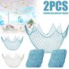2 Pcs Fish Net Decoration Cotton Ocean Theme Wall Hung Fishing Net Fish Net Party Beach Mermaid Party House 39.4 X 78.7 Inches