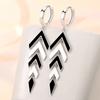 KOFSAC Trendy Chic Black White Arrow Long Tassel Hoop Earrings For Women 925 Silver Earring Lady Party Jewelry Gifts