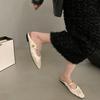 Flat-bottomed French Bag Head, Half Slippers, Fairy Shoes, Outer Wear 2025 New Summer Niche Silver Mary Jane Sandals