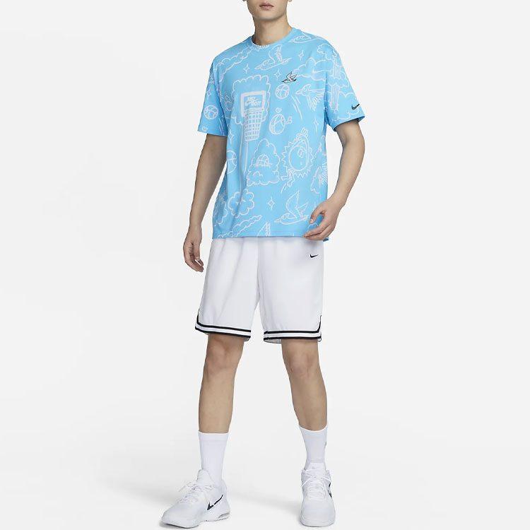 Nike T Shirts Men's Blue Crew Neck Moderate Straight Fit DZ2699-416