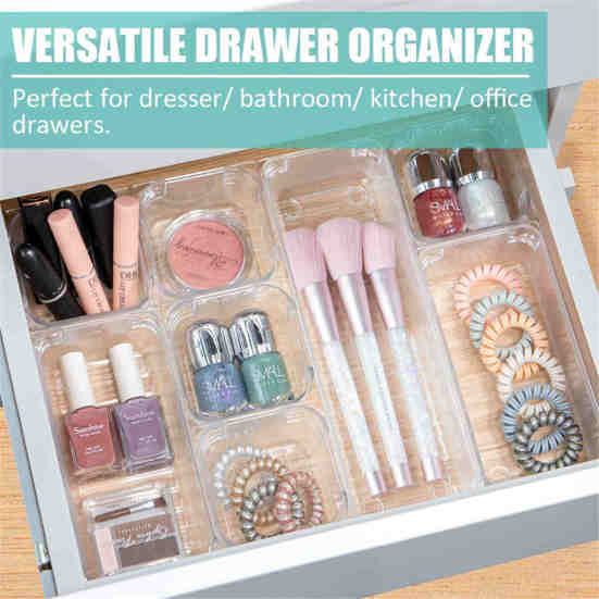 16Pcs/Set Plastic Transparent Office Cosmetic Organizers Drawer Storage Box